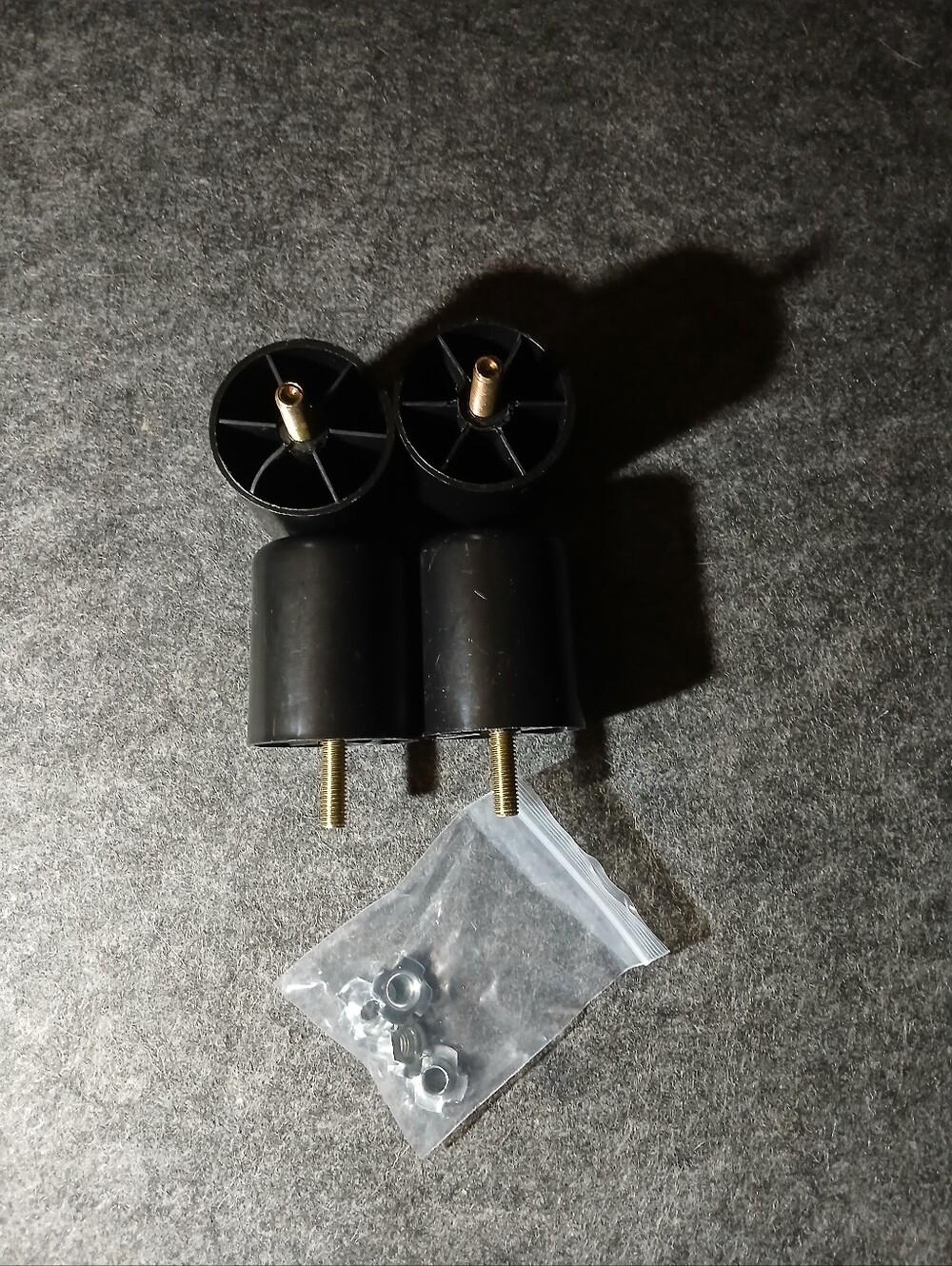 Set Of 4...2-1/4"  Black Plastic Furniture Legs with Mounting Bolts